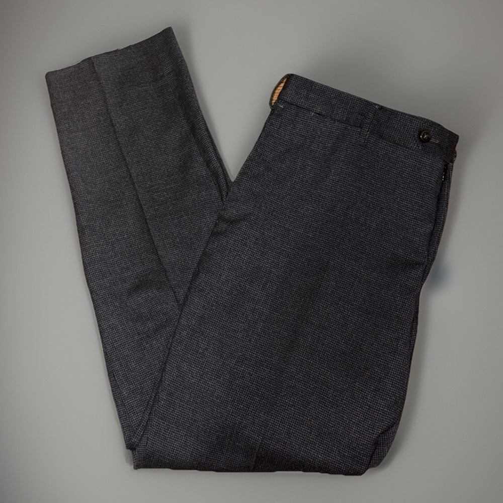 PT Torino 56 Mens Wool Slim‎ Fit Stretch Dress Pants Gray Micro Check Size 40x31